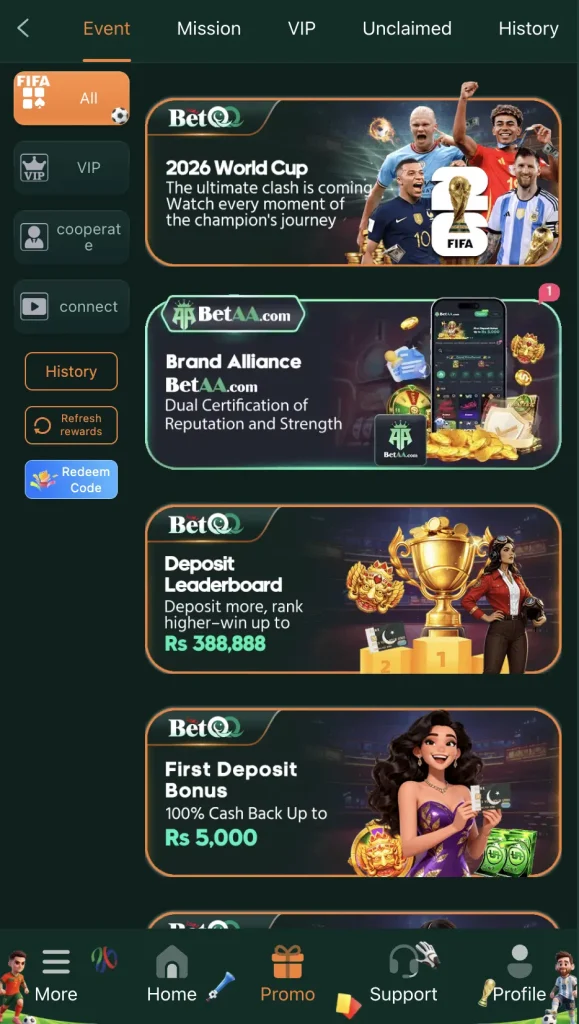 Bonuses and promotions